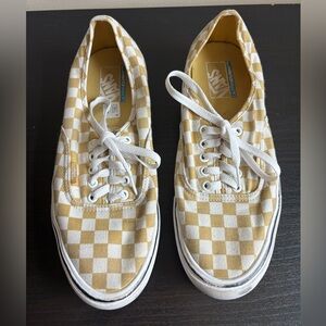 Vans Yellow and White Checkered Sneakers